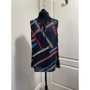 CAbi Women's Blue Sleeveless V-Neck Blouse Size S Casual Top